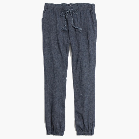 Madewell Shorewalk Cover-Up Blue Linen Blend Pants Size Medium - Picture 4 of 11